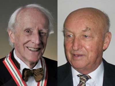 Side-by-side portrait photos of Frank Hayden and Peter Howard Russell.