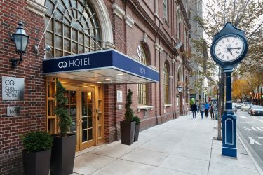 Charming street entrance to a Club Quarters hotel