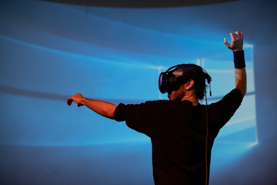 Photo of a man in a VR headset