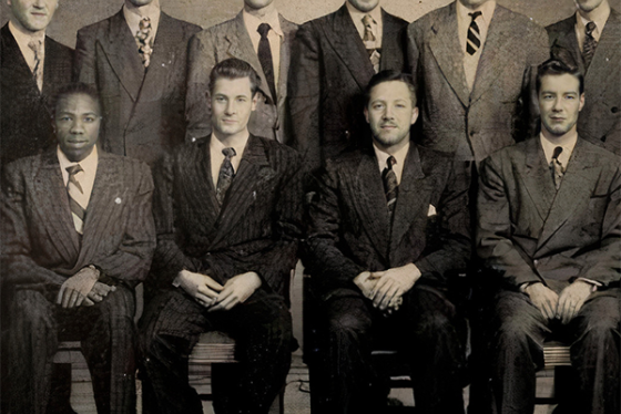 Black and white photograph of male students including Leonard Braithwaite