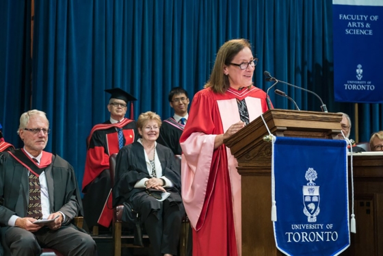 Ilse Treurnicht received an honorary Doctor of Laws, honoris causa, from the University of Toronto on Tuesday (photo by Steve Frost) 