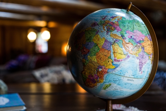 A worldmap globe.