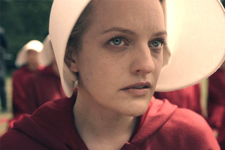 Elisabeth Moss plays Offred in the TV adaptation of The Handmaid's Tale (photo courtesy of Bravo)