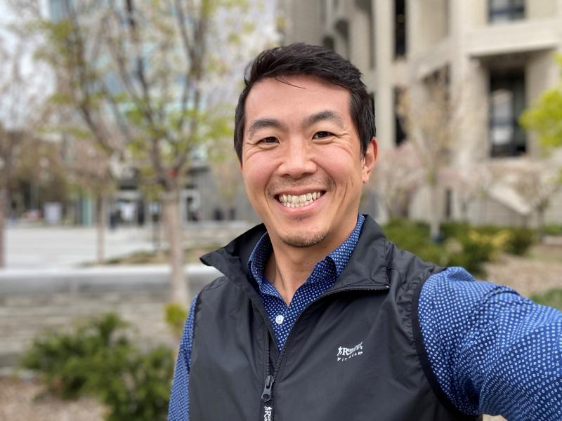 David Kim standing outside Hart House