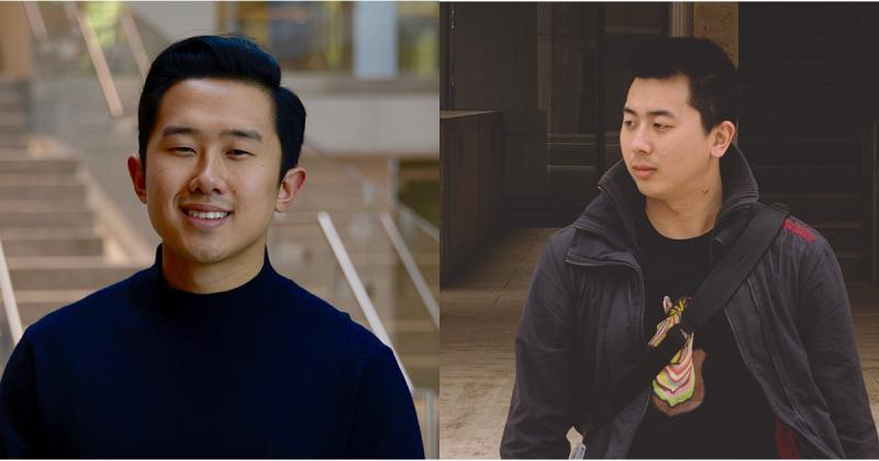 Side-by-side portraits of Kyle Wang and Zi Yang.