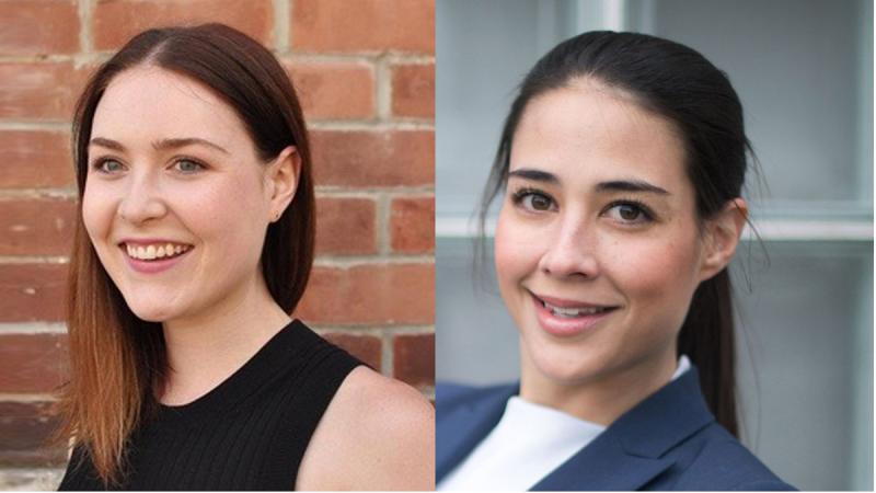 Side-by-side images of Caley Laxer and Andie Poile, both smiling.