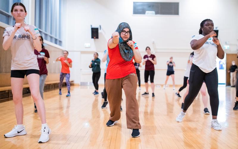 Women working out in a gym