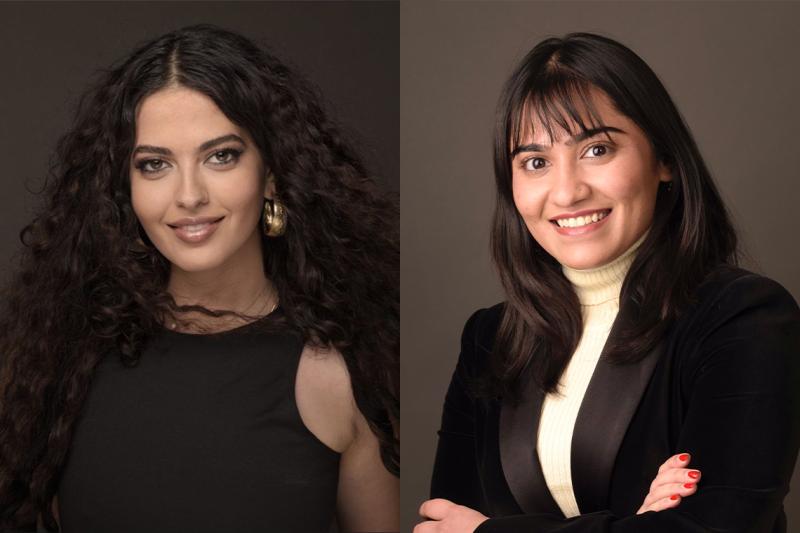 Portraits of Alexandra Assouad and Akanksha Shelat, smiling