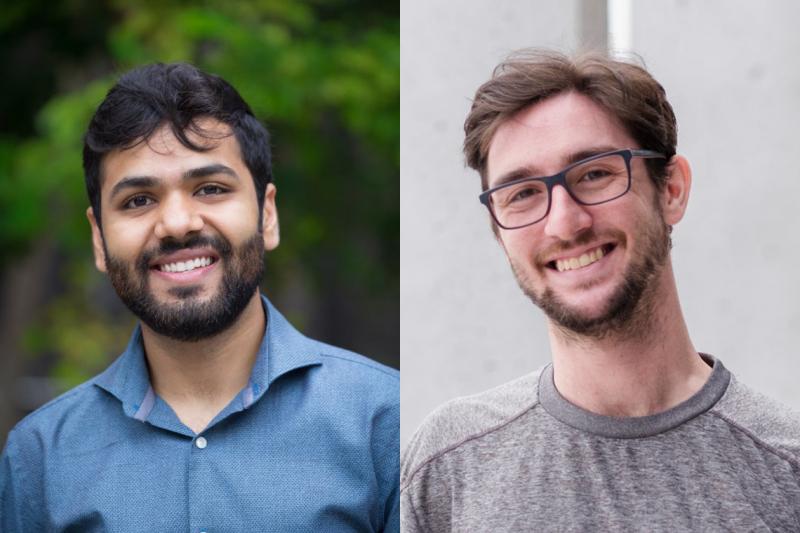 Side-by-side portraits of Kramay Patel and Chaim Katz, both smiling.