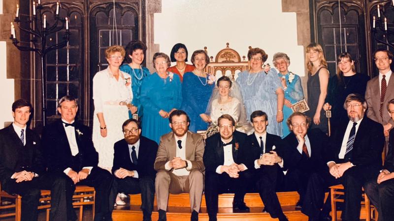 A group of people inside Hart House