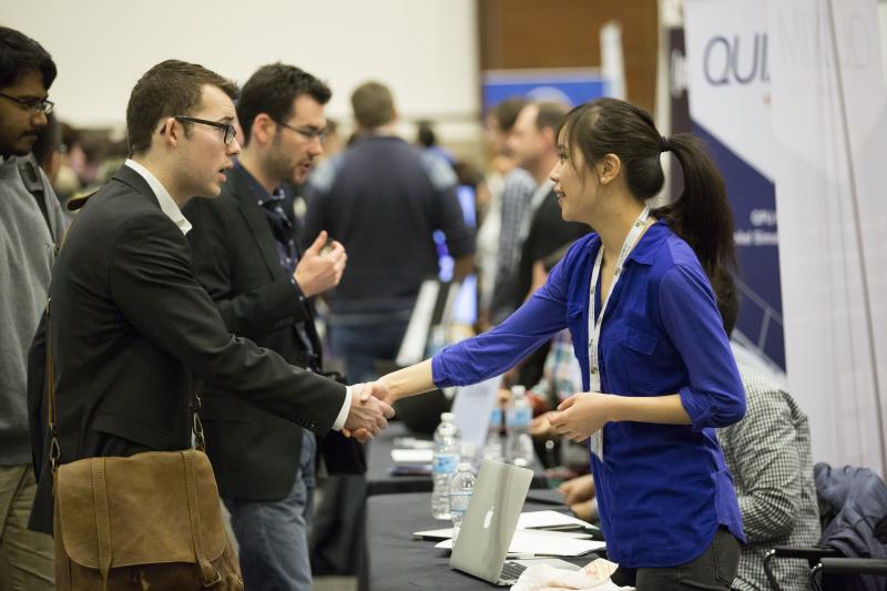 Students at a career fair 