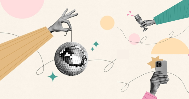 A hand holding a disco ball