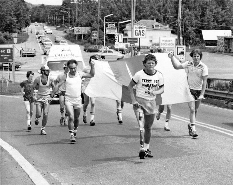 Terry Fox running the Marathon of Hope