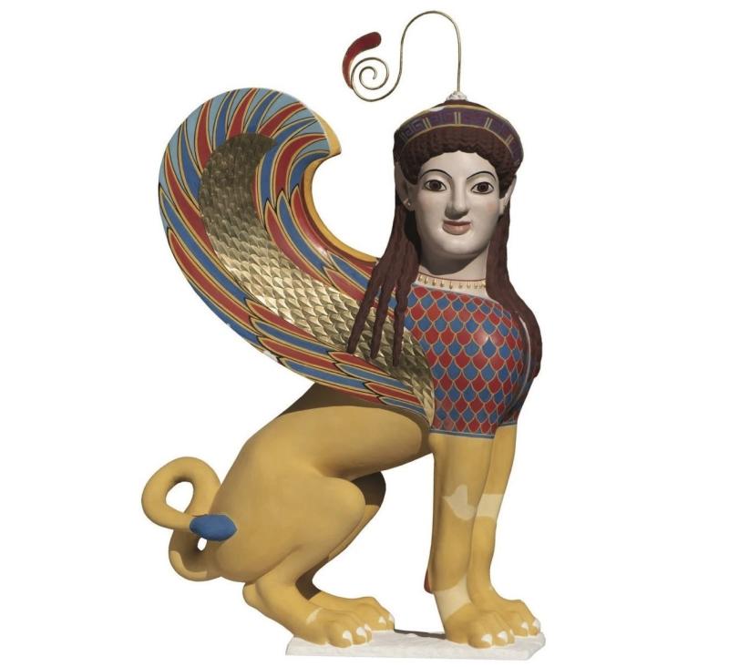 Image of a Marble Finial in the form of a sphinx.