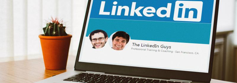 LinkedIn Guys page on a laptop