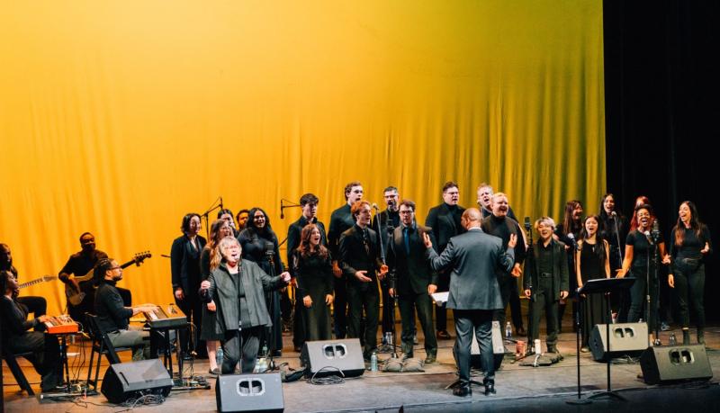 Gospel singers performing on stage