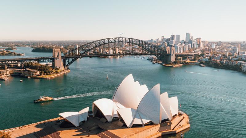 Photo of the Sydney Opera House & Sydney Harbor Bridge from a drone