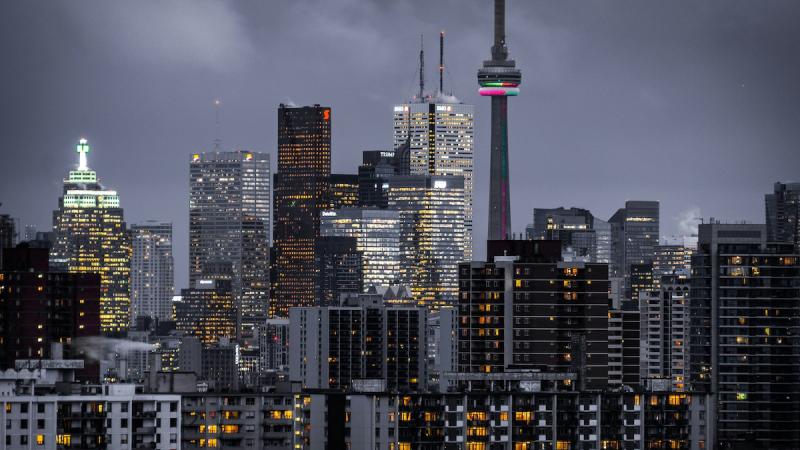 Skyline of Toronto with CN tower and the many glass condos of the city