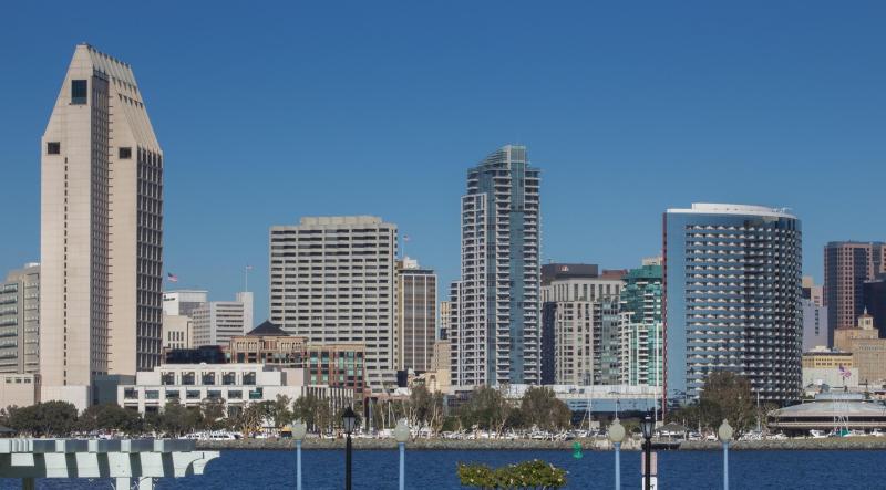 San Diego, Cityscape. Waterfront & buildings