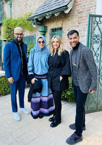 Yusuf Zakir and his wife, Fareeda, with Zaib Shaikh, and his wife, Kirstine Stewart
