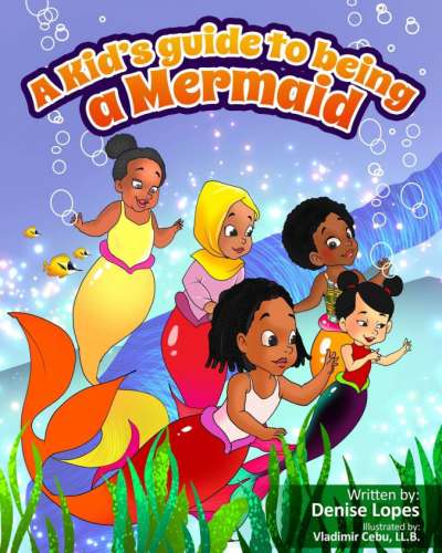 The cover of the book Mermaid. The picture shows five cartoon child mermaids of different ethnicities, looking curious.