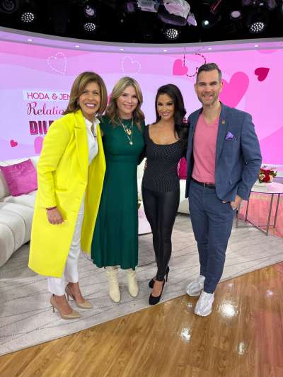 Jessica on the Today show, standing with the hosts and her partner