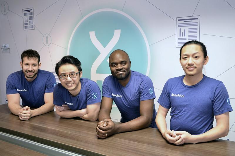 BenchSci's founders, from left to right: Liran Belenzon, Tom Leung, Elvis Wianda and David Chen