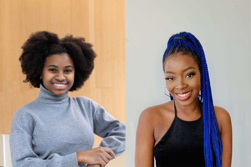 Side-by-side portraits of Alana Bailey and Temisan Iwere. Both women are smiling happily.