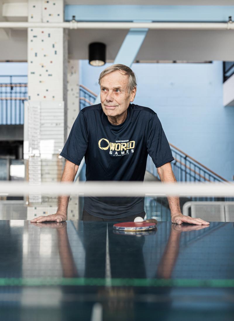 Gordon Cressy standing at a table tennis table