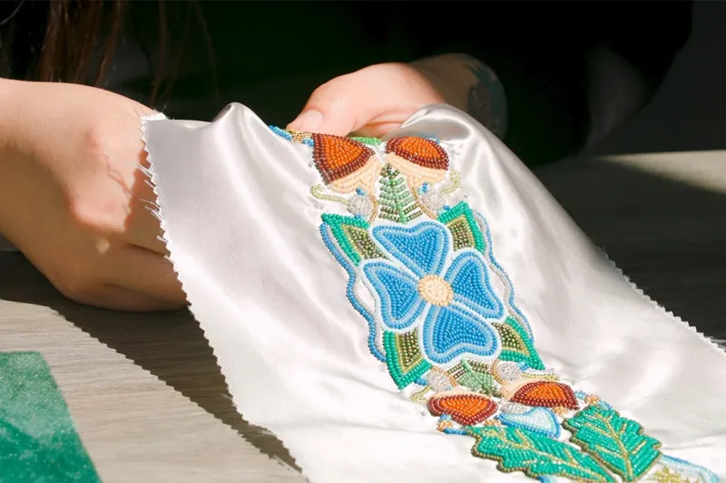 A close up of beading