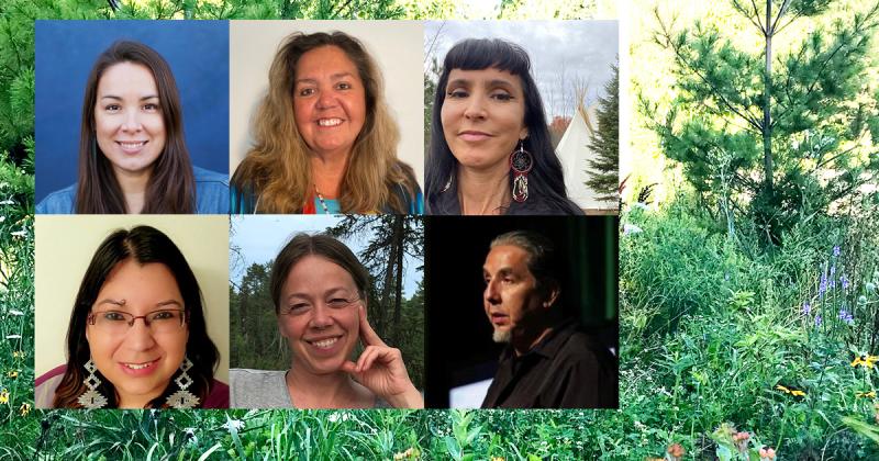 Composite image: portraits of Eve Tuck, Teresa Edwards, Suzanne Stewart, Clayton Shirt, Alissa North and Shianne McKay.