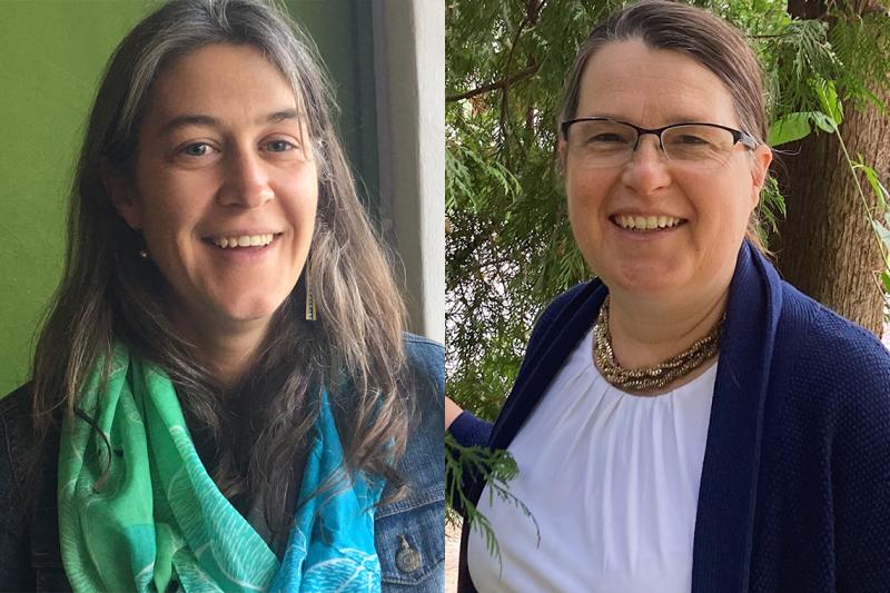 Side-by-side images of Cara Krmpotich and Heidi Bohaker, both smiling.