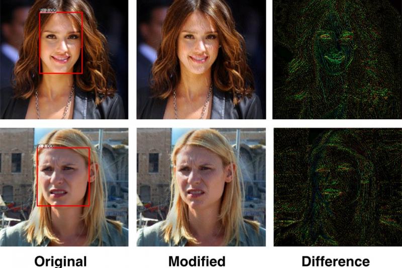 The ‘privacy filter’ that disrupts facial recognition algorithms relies on two AI-created algorithms: one performing continuous face detection, and another designed to disrupt the first (photo by Avishek Bose) 