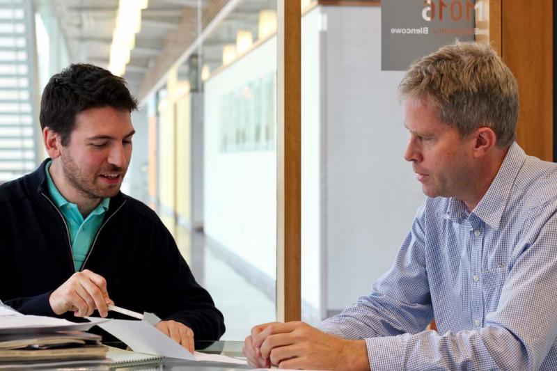 Donnelly Centre researchers Thomas Gonatopoulos-Pournatzis (left) and Professor Benjamin Blencowe used the powerful gene editing tool CRISPR to help identify the genes (photo courtesy of the Donnelly Centre)