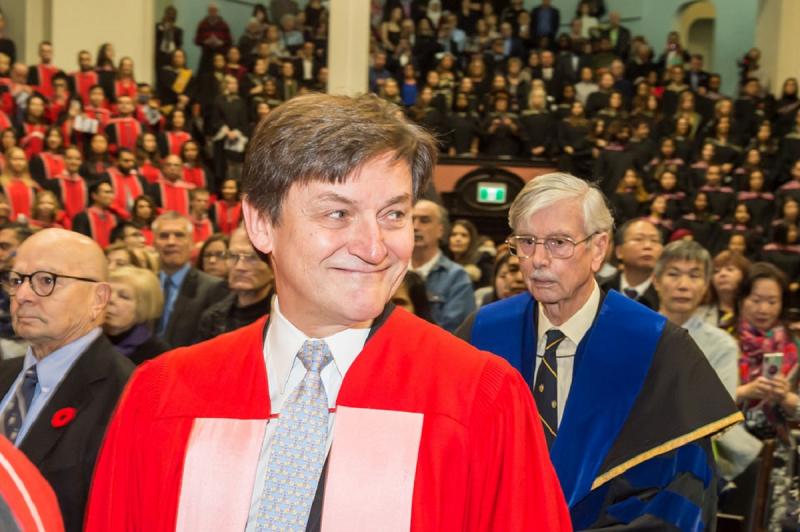 George Myhal was awarded Thursday a Doctor of Laws, honoris causa, for his service to the university as a mentor, donor and volunteer (photo by Steve Frost)