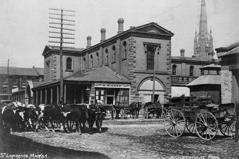 Toronto's St. Lawrence Market in 1888 (photo by Frank William Micklethwaite via Toronto Archives) 