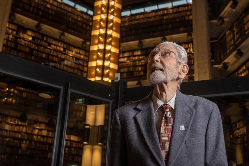 Former chief librarian Robert Blackburn, seen here in October, 2017 at the Thomas Fisher Rare Book Library for the 125th anniversary of U of T Libraries, turned 100 on Feb. 3 (photo by Geoffrey Vendeville) 