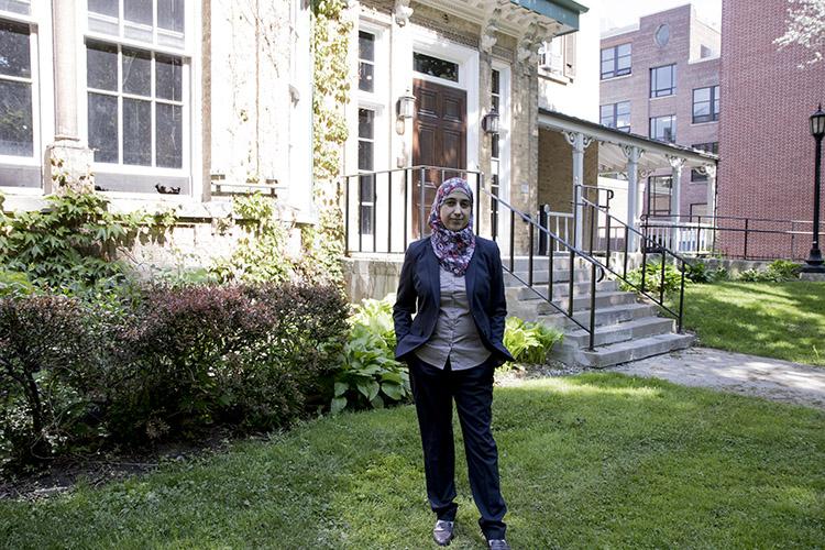 Eman Hammad outside the Centre for International Experience, where she was paired with a mentor after her arrival at U of T. The international student then went on to mentor other incoming students (photo by Noreen Ahmed-Ullah)