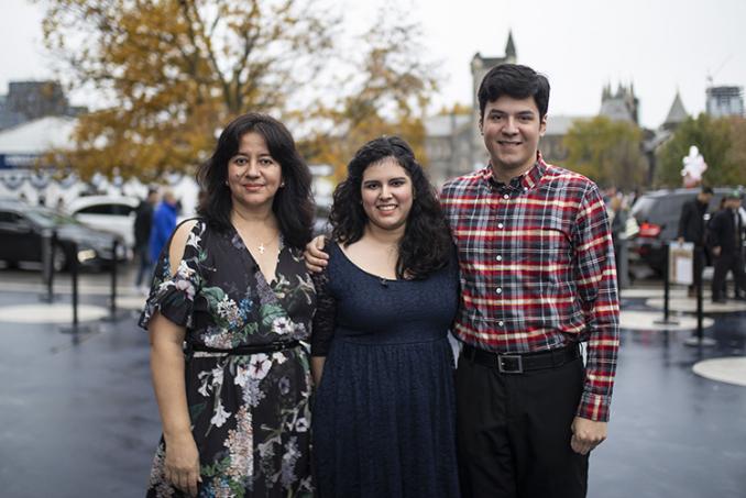 Martha Cedeño (left) and her children Claudia and Diego Sánchez. Diego will graduate in the spring (photo by Nick Iwanyshyn)