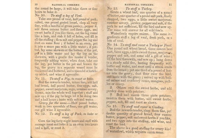 Page from The Cook Not Mad, the first cookbook published in Canada, showing how to roast goose.