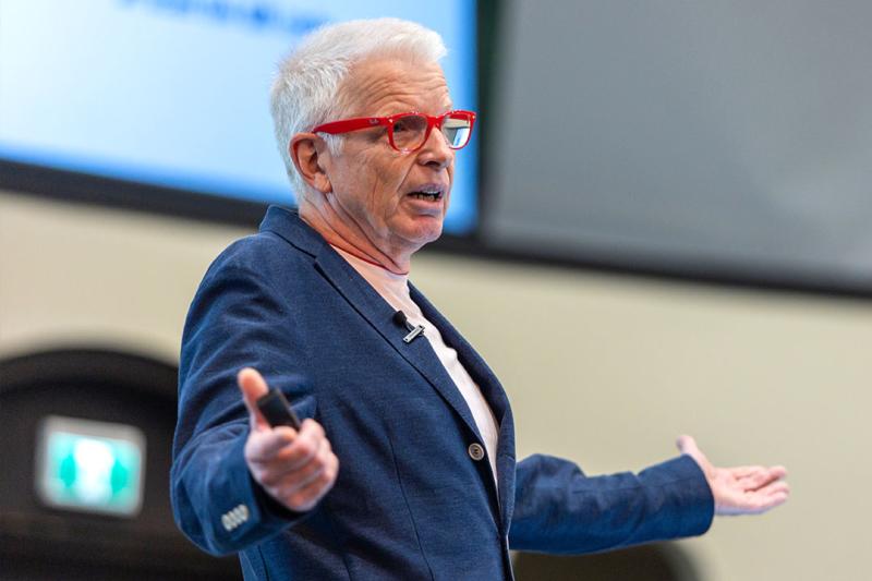 Photo of Doug Richards at keynote presentation.