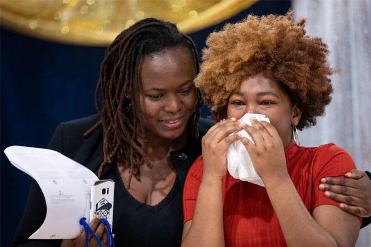 Emmanuela Alimlim gave an emotional speech at the awards ceremony (photo by Nick Iwanyshyn)