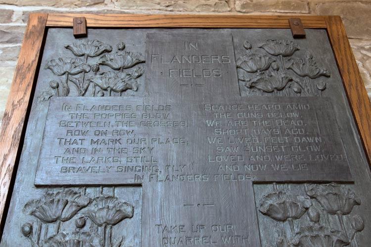 This engraving of the iconic poem In Flanders Fields was made by a U of T engineering instructor. It is now on display at the Soldiers’ Tower.