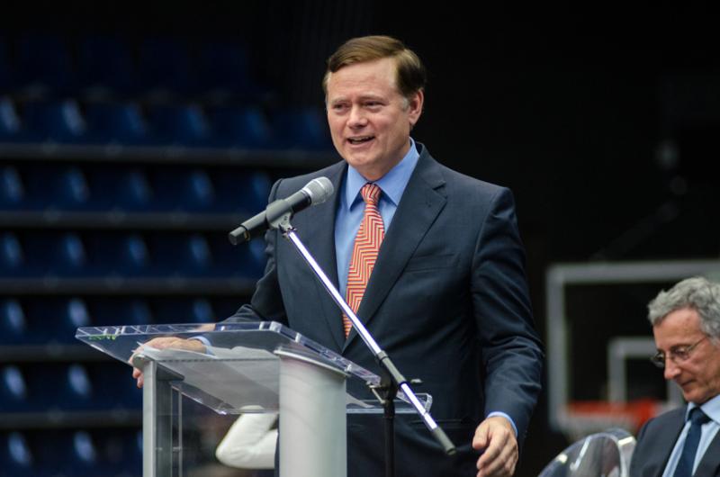 Blake Goldring speaks at the opening of U of T's Goldring Centre for High Performance Sport.