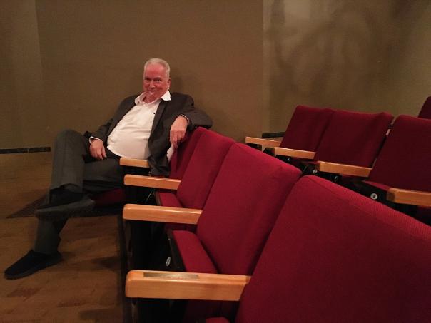 Paul Templin in his favourite seat at Hart House Theatre.