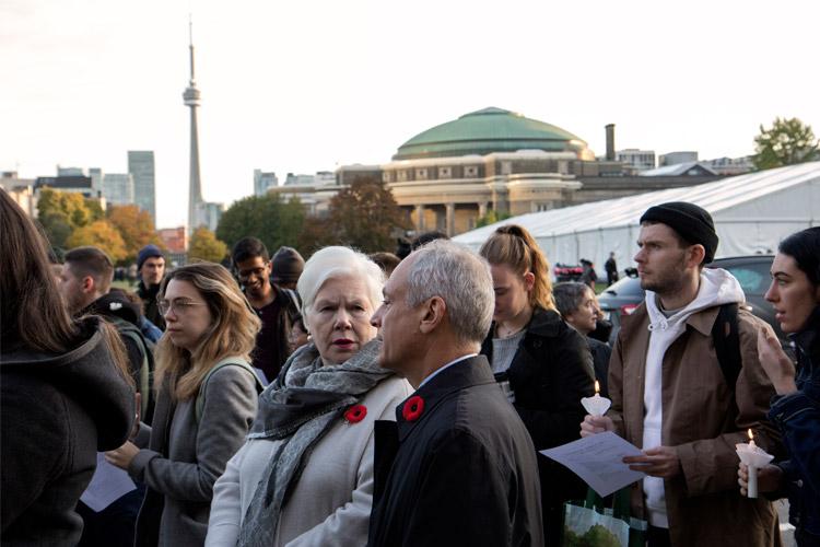 U of T President Meric Gertler and Elizabeth Dowdeswell, the lieutenant-governor of Ontario, attended the vigil. (photo by Romi Levine)