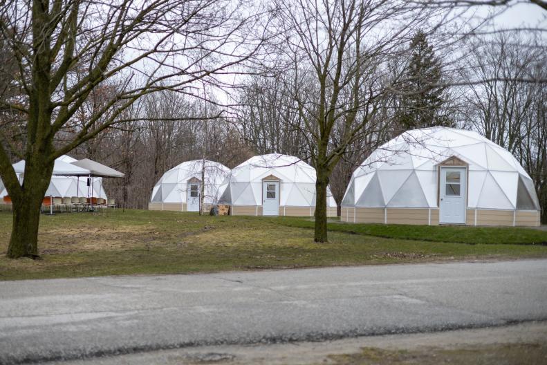 White domes on campus