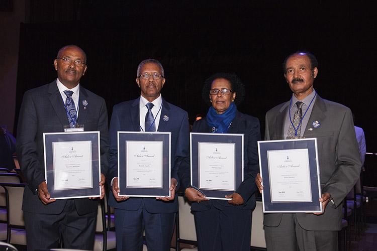 The Bikila Award Board of Directors, from left: Tessema Mulugeta, Behailu Atnafu, Haregua Getu and Birku Menkir (photo by Gustavo Toledo Photography)