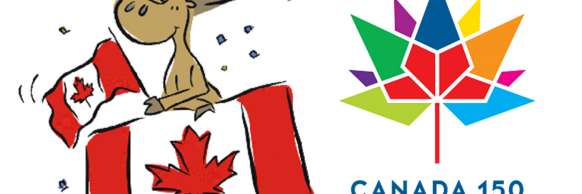Canada 150th; Moose with Canadian flags