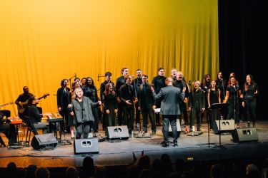Gospel singers performing on stage